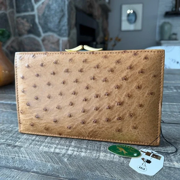NWT Vintage Corbeau Curio Ostrich Kisslock Clutch - Picture 2 of 11